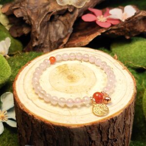 Love Ember bracelet with Rose Quartz and Red Agate for attracting love and emotional connection