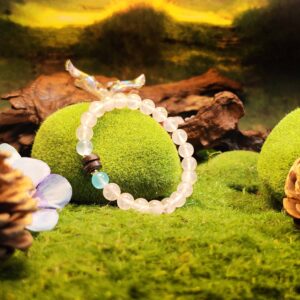 Rose Quartz, Blue Selenite, and wood disc bead bracelet for love, clarity, and renewal