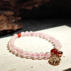 Love Ember bracelet with Rose Quartz and Red Agate for attracting love and emotional connection