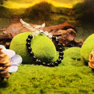 Obsidian and Clear Quartz bracelet designed for focus, protection, and career energy boost