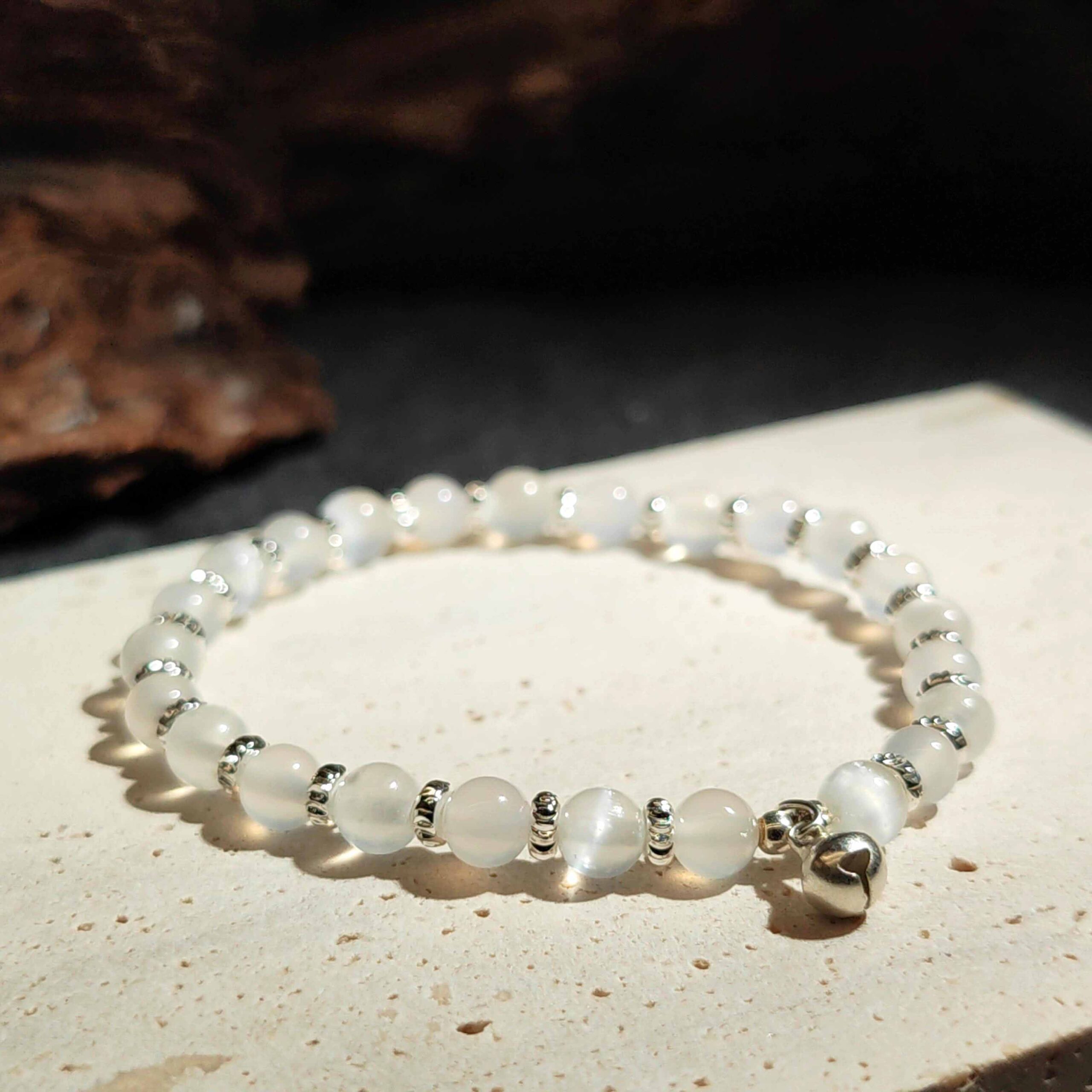 White Cat’s Eye and White Agate bracelet for clarity, balance, and quiet strength