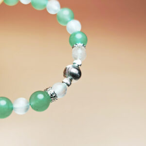 Verdantis Ward crystal bracelet with Green Aventurine and White Selenite for career stability and protection.