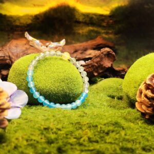 Still Bloom bracelet made with Prehnite, Yellow Agate, and Blue Agate for emotional balance and slow personal growth