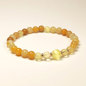 Bracelet with Yellow Agate, Yellow Jade, and Yellow Fluorite for clarity and stability