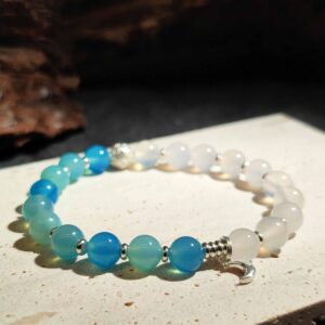 Mindflow bracelet with White Agate and Blue Agate for emotional clarity and calm