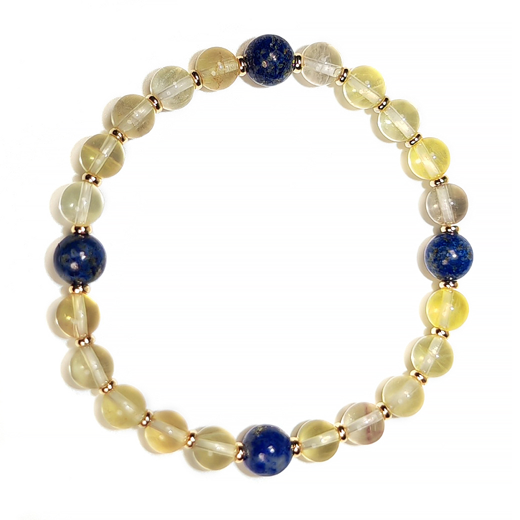 Strategic Calm bracelet with Lapis Lazuli and Yellow Fluorite for insight and grounded strategy