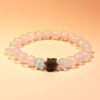 Rose Quartz, Blue Selenite, and wood disc bead bracelet for love, clarity, and renewal