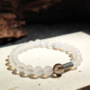 Smoky Quartz and White Agate bracelet for grounding, emotional balance, and clear mental focus