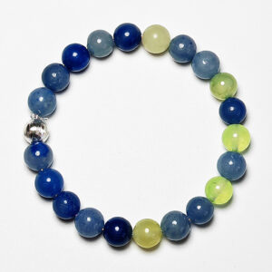 Harmonic Rise crystal bracelet with blue aventurine and grape agate for health, growth, and good fortune.