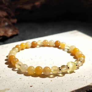 Bracelet with Yellow Agate, Yellow Jade, and Yellow Fluorite for clarity and stability