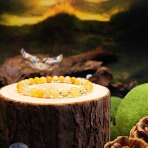 Bracelet with Yellow Agate, Yellow Jade, and Yellow Fluorite for clarity and stability