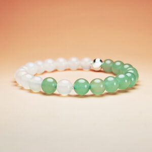 Zodiac Gate bracelet with White Agate and Green Aventurine for career stability and wealth growth.