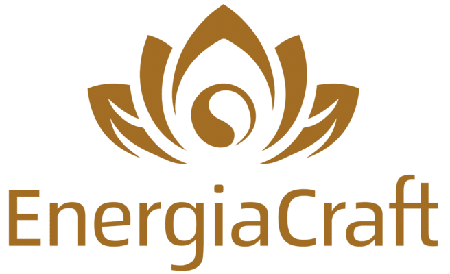 EnergiaCraft logo featuring a stylized lotus flower with a yin-yang symbol, representing Eastern mysticism and energy balance.