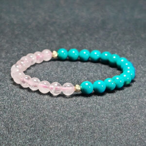 Heart Bloom bracelet with Turquoise and Rose Quartz for self-love and open expression