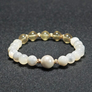 Still Waters bracelet with Yellow Fluorite, Shell, and Pearl for emotional clarity and peace