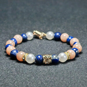 Radiant Mind bracelet featuring Sodalite, Sunstone, and Pearl for clarity, confidence, and elegance