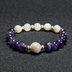 Soul Veil bracelet with Amethyst, Pearl, and Shell Beads