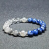 Water and Metal energy bracelet with Sodalite, White Phantom Quartz, Clear Quartz, and Pearl