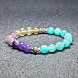 Inner Radiant bracelet with Amazonite, Yellow Fluorite, and Amethyst stones