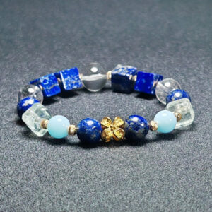 EquaField bracelet with Lapis Lazuli, Clear Quartz, Shoushan Stone, and White Fluorite for balanced energy and spiritual insight