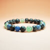 Tidal Turn zodiac crystal bracelet with black labradorite, blue aventurine, and green aventurine for Pisces, Cancer, and Sagittarius.