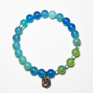 Tidebloom crystal bracelet with blue agate and grape agate for luck, renewal, and health.