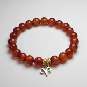 Aries Flame red agate zodiac bracelet with Aries pendant for courage and passion.