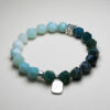 Sagitta Verda Sagittarius zodiac bracelet with Amazonite and Green Moss Agate for growth and courage.